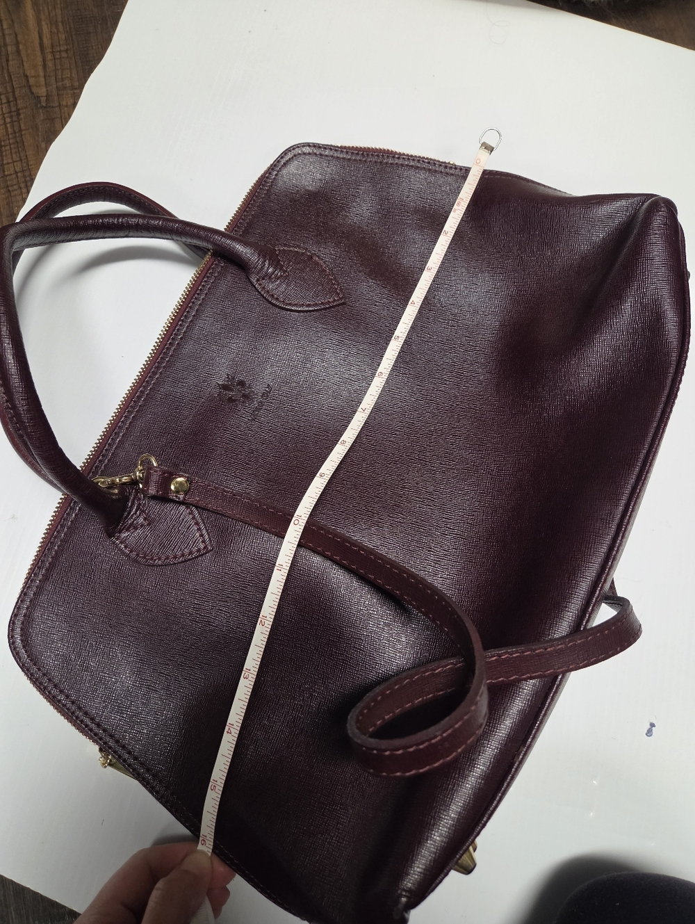Leather Satchel Handbag in Deep Plum - Women Bags Satchels - Picture 9 of 14